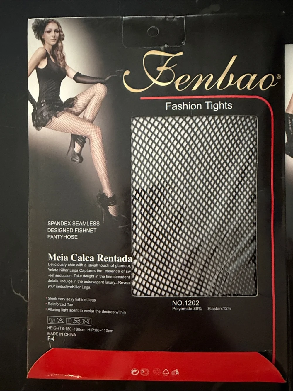 Fenbao Fashion Tights - Black Fishnet (Pack of 2)
